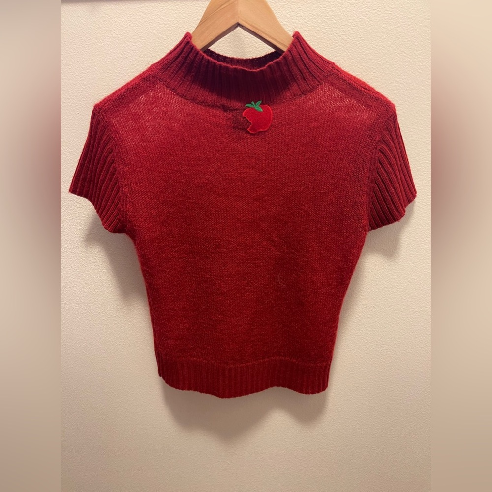 Takeout 2 pieces Knit Short Sleeve Top SZ L Red
